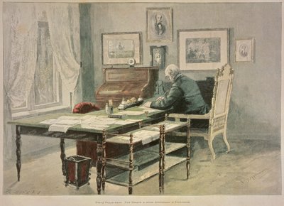 Príncipe Bismarck en su estudio en Friedrichsruh, c.1890 de Henriette Deppermann