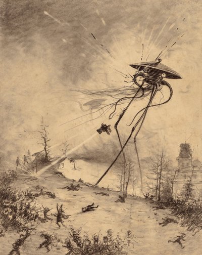 Máquina de combate marciana alcanzada por un proyectil de Henrique Alvim Correa