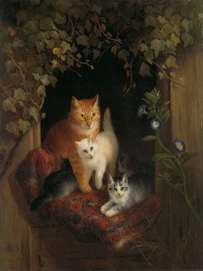 Gato con gatitos de Henriëtte Ronner