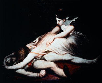 Krimilda se arroja sobre el cadáver de Sigfrido de Johann Heinrich Füssli