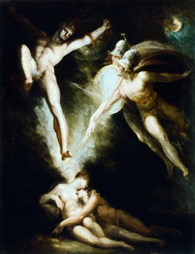 Satanás tocado por la espada de Ithuriel por Johann Heinrich Fussli (1741-1825) de Johann Heinrich Füssli
