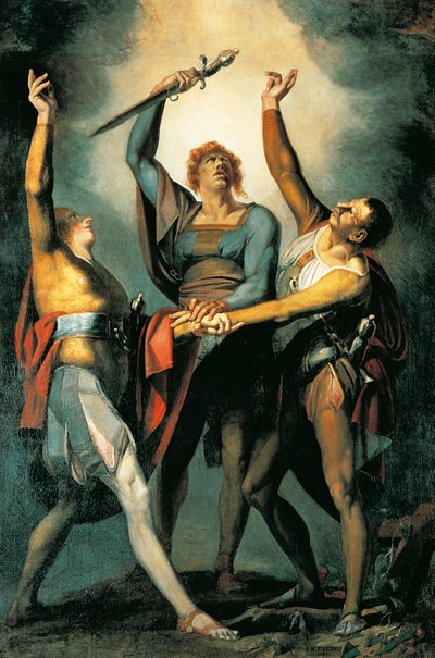 Los tres confederados durante el juramento de Rutli de Johann Heinrich Füssli