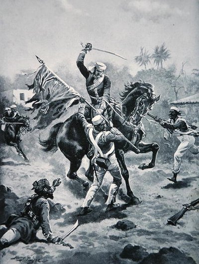 El teniente Roberts ganando su V.C., 2 de enero de 1858, ilustración de 