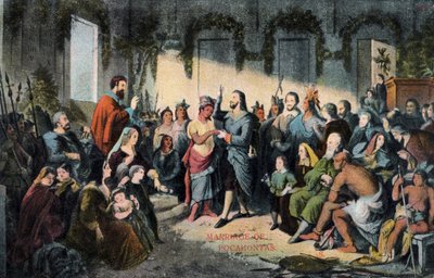 El matrimonio de Pocahontas y John Rolfe en Jamestown en 1614 de Henry (after) Brueckner