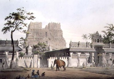 Pagoda en Ramisseram, lámina IX, grabado por J. Bluck 1809 de Henry (after) Salt