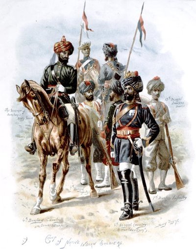 Grupo de soldados indios nativos, principios del siglo XX de Henry A. Payne