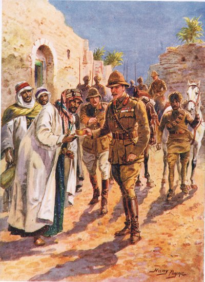 La hospitalidad del jeque árabe al general Maude, ilustración de Brave Deeds by Brave Men, por C. Sheridan Jones, pub. 1922 de Henry A. 1868 1940 Payne