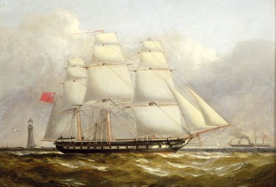 Una fragata frente al faro de Eddystone de Henry A. Luscombe