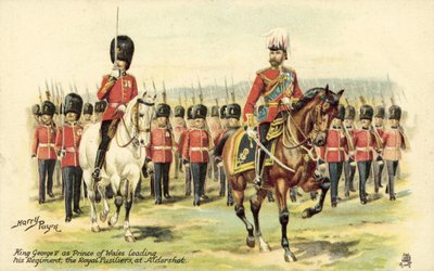 El rey Jorge V como príncipe de Gales liderando su regimiento, los Royal Fusiliers, en Aldershot de Henry A. Payne