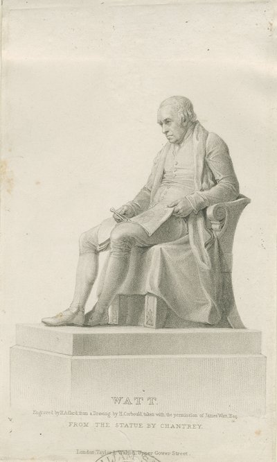 Handsworth - Monumento de James Watt: grabado a puntos, nd [?siglo XIX] de Henry Adlard