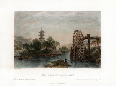 Islas Melón y rueda de riego, China, c. 1840 de Henry Adlard