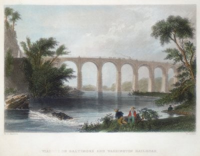 Viaducto en el ferrocarril de Baltimore y Washington, c1838 de Henry Adlard