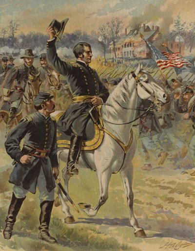 El general Hooker en la batalla de Chancellorsville, Virginia, Guerra Civil Americana, 3 de mayo de 1863 (cromolitografía) de Henry Alexander (after) Ogden