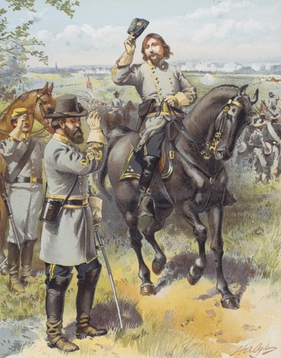 El General Pickett recibiendo la orden de cargar del General Longstreet, Batalla de Gettysburg, 3 de julio de 1863 de Henry Alexander (after) Ogden