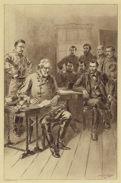 Rendición de Lee a Grant, Appomattox, 9 de abril de 1865 de Henry Alexander (after) Ogden