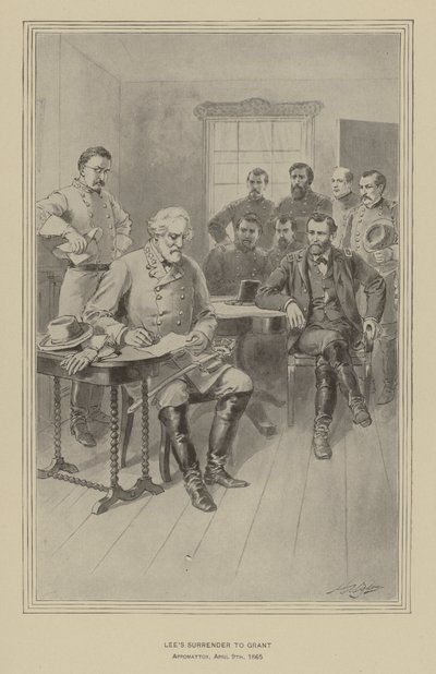 Rendición de Lee a Grant, Appomattox, Virginia, 9 de abril de 1865 (litografía) de Henry Alexander (after) Ogden