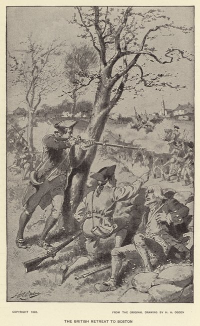 La retirada británica a Boston (litografía) de Henry Alexander (after) Ogden