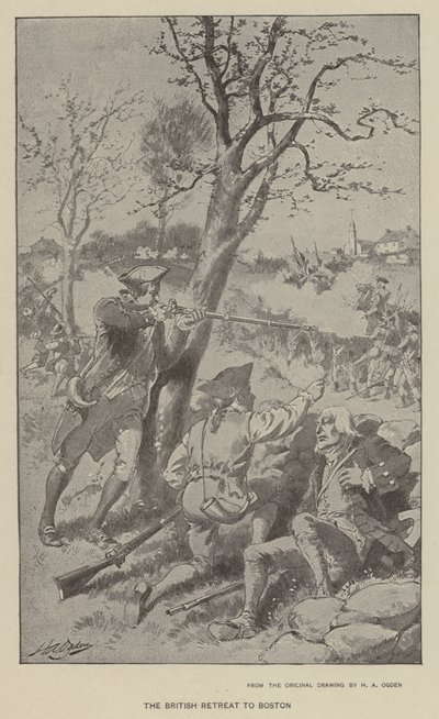 La retirada británica a Boston (litografía) de Henry Alexander (after) Ogden