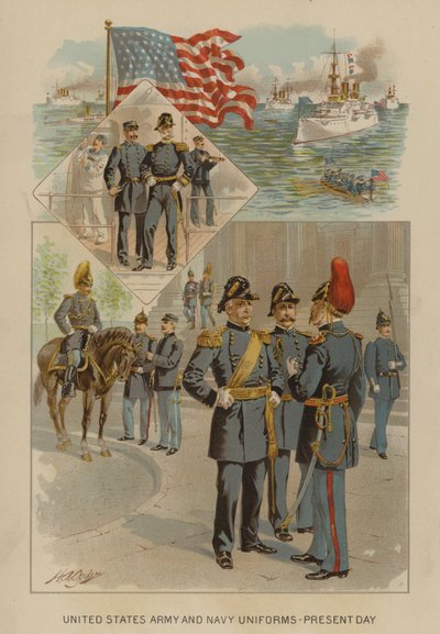 Uniformes del Ejército y la Marina de los Estados Unidos - actualidad (cromolitografía) de Henry Alexander (after) Ogden
