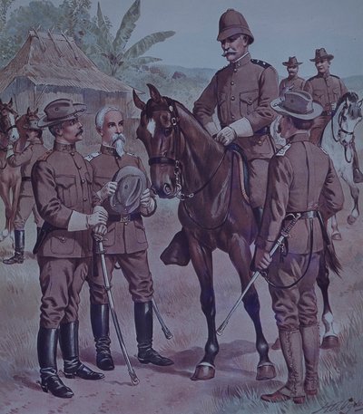 Guerra Hispanoamericana de 1898, tropas estadounidenses, General Lawton montado, Comandante de la Segunda División, 5º Cuerpo de Ejército, en Cuba de Henry Alexander Ogden