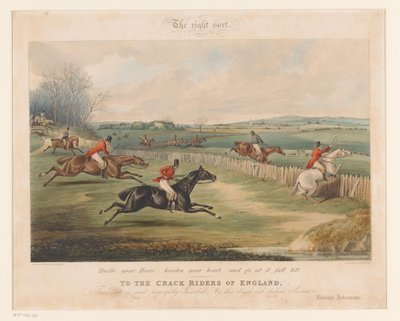 Caballos de caza con jinetes saltan vallas El tipo correcto (título en el objeto) de Henry Alken (I)