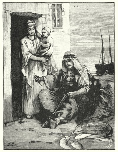 Un pescador reparando sus redes, Mar de Tiberíades de Henry Andrew Harper