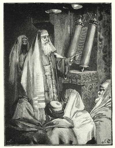 Un rabino leyendo el rollo de la ley de Henry Andrew Harper