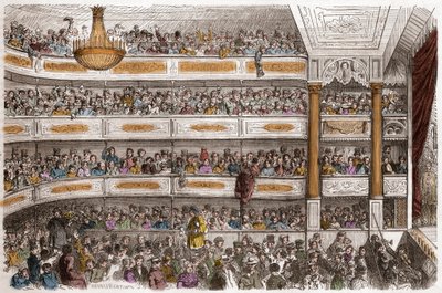 El auditorio del Teatro des Funambules en París en el siglo XIX - Teatro des Funambules, boulevard du Temple en París, en el siglo XIX - Grabado de Henri Valentin (1822-1886) en "Tableau-de-Paris" de Edmond Texier 1852 de Henry Augustin Valentin