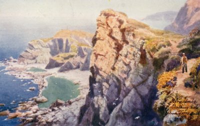 Calas de baño, desde Torrs Walk, Ilfracombe (litografía en color) de Henry B. (after) Wimbush