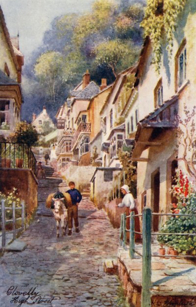 High Street, Clovelly (litografía en color) de Henry B. (after) Wimbush