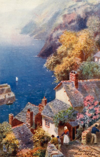 Rose Cottage, Clovelly (litografía en color) de Henry B. (after) Wimbush