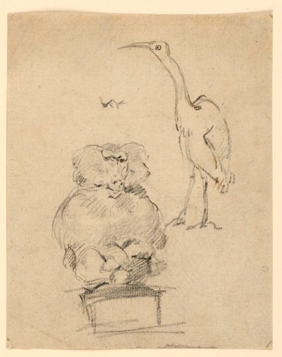 Estudios de una Garza y un Mono de Henry Bernard Chalon