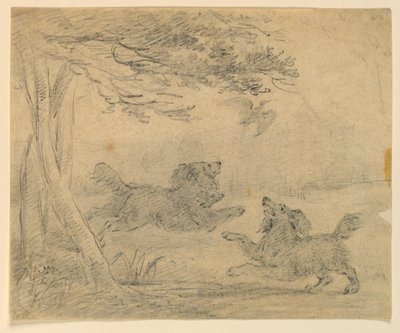 Estudio de dos spaniels en un parque de Henry Bernard Chalon