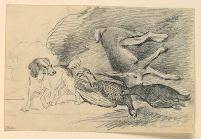 Estudio de un perro junto a caza muerta de Henry Bernard Chalon