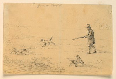 Estudio de un Caballero con Tres Perros, Cazando de Henry Bernard Chalon