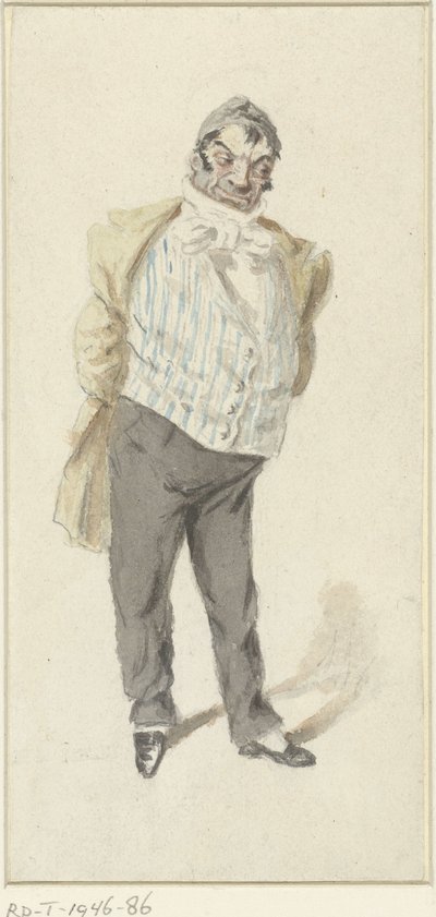 Caricatura de un caballero de pie de Henry Bonaventure Monnier