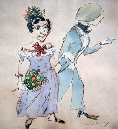 La pareja con el ramo, c1825-1877 de Henry Bonaventure Monnier
