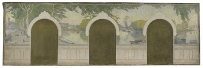Boceto para el Ayuntamiento de Asnières: El Sena en el puente de Clichy de Henry Bouvet