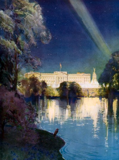 El Palacio de Buckingham en las festividades de la Coronación del Rey Jorge VI en 1937 de Henry Charles Brewer