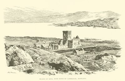 Isla de Iona, con las ruinas de la catedral, Escocia (grabado) de Henry Charles Brewer