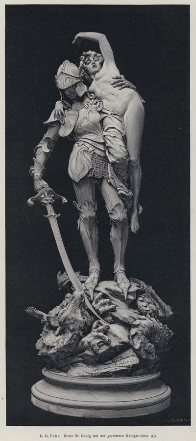 San Jorge y la doncella rescatada (grabado) de Henry Charles Fehr