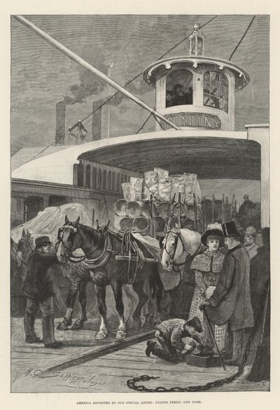 América revisitada por Nuestro Artista Especial, Fulton Ferry, Nueva York de Henry Charles Seppings Wright