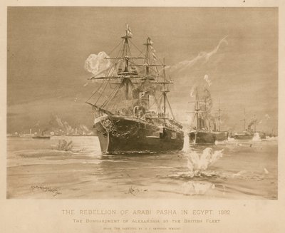Bombardeo de Alejandría por la flota británica durante la rebelión de Ali Pasha, Egipto de Henry Charles Seppings Wright