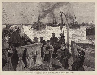 General William Booth, fundador británico del Ejército de Salvación, llegando de regreso a Southampton después de su gira mundial de Henry Charles Seppings Wright