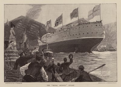 HMS Royal Arthur a flote (grabado) de Henry Charles Seppings Wright