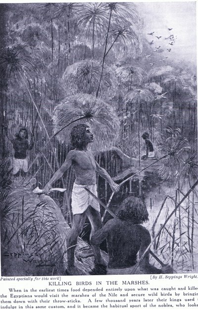 Cazando aves en los pantanos, c.1920 de Henry Charles Seppings Wright