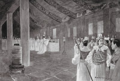 Retirada de una lápida de un templo confuciano (litografía) de Henry Charles Seppings Wright