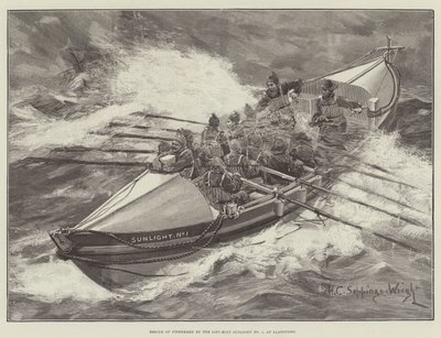 Rescate de Pescadores por el Bote Salvavidas Sunlight No 1, en Llandudno de Henry Charles Seppings Wright