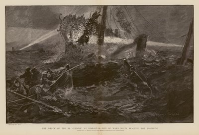 Rescate de ahogados durante el naufragio del SS Utopia, Gibraltar (grabado) de Henry Charles Seppings Wright