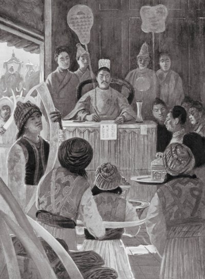 Enviados siameses rindiendo homenaje al Emperador de China (litografía) de Henry Charles Seppings Wright